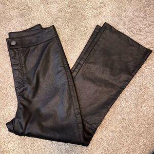 Free People Black Faux Leather Flare Pants Size 4